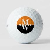 2-Initialen Vertikales Monogramm Modernes Orange/S Golfball (Vorderseite)