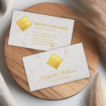 2 Initials Monogram Imitats Gold Foil White Marmor