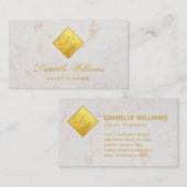 2 Initials Monogram Imitats Gold Foil White Marmor Visitenkarte (Vorne/Hinten)