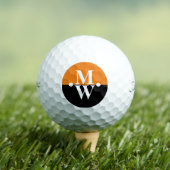 2-initials Vertical Monogram Modern Orange/Black Golfball (Insitu T-Shirt)