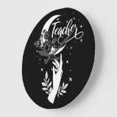 2- Inspirational Teacher Shirt, Minimalist Teacher Große Wanduhr (Winkel)