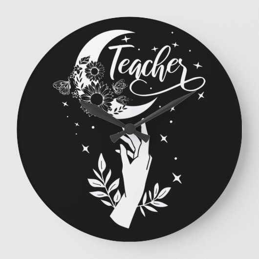 2- Inspirational Teacher Shirt, Minimalist Teacher Große Wanduhr (Vorderseite)