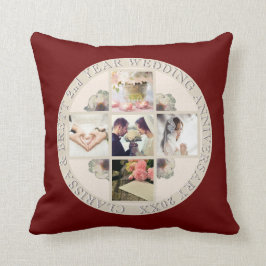 2. Jahr. Hochzeits-Jahrestags-Baumwolle 5 Fotos Kissen