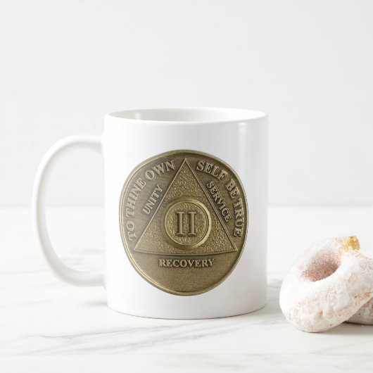 2 Jahr Sober Medallion Coin Happy Jubiläum Kaffeetasse (Mit Donut)