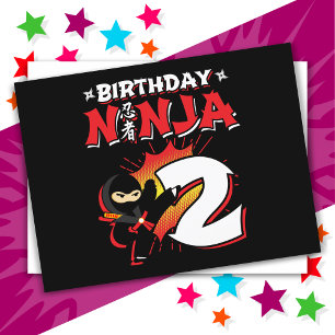 2 Jahre alt Comic Book Style Ninja 2. Geburtstag Postkarte