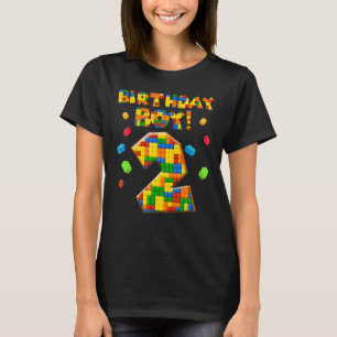 2 Jahre alt Geburtstag Junge 2 Gebäude Steine T-Shirt