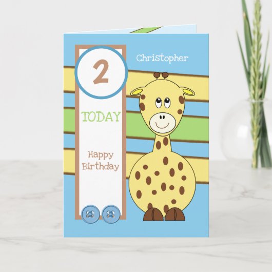 2 Jahre alt heute Giraffe Junge Geburtstag Karte (Vorderseite)