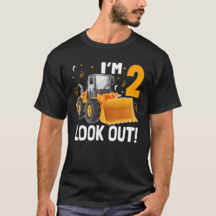 2 Jahre alt Look Out Kid Bulldozer Truck Geburtsta T-Shirt