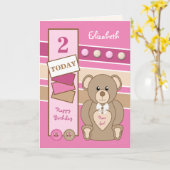 2 Jahre alt Teddy Bären Kinder pinkbraun Karte (Gelbe Blume)