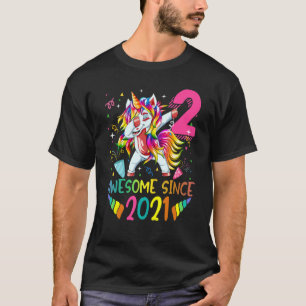 2 Jahre Alte Geschenke Girls Teens Dabbing Einhorn T-Shirt