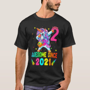 2 Jahre Alte Geschenke Girls Teens Dabbing Einhorn T-Shirt