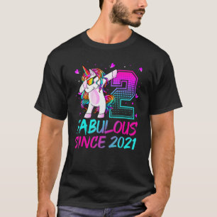 2 Jahre Alte Geschenke Girls Teens Dabbing Einhorn T-Shirt