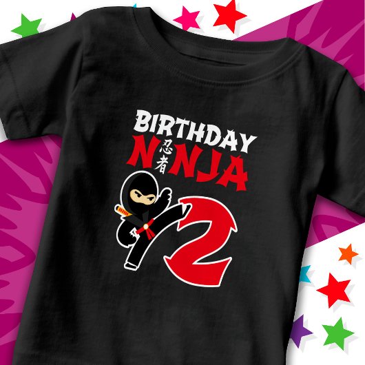 2 Jahre Alte Karate Ninja Party Kinder 2. Geburtst Baby T-shirt