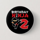 2 Jahre Alte Karate Ninja Party Kinder 2. Geburtst Button (Vorderseite)