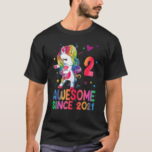 2 Jahre alte Mädchen Awesome Seit 2021 Süßes Einho T-Shirt