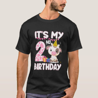 2 Jahre alte Mädchen Es ist mein 2. Geburtstag Kuh T-Shirt