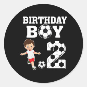 2 Jahre alter 2. Geburtstag Junge Fußball Fan Part Runder Aufkleber