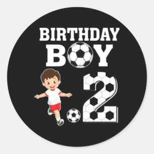 2 Jahre alter 2. Geburtstag Junge Fußball Fan Part Runder Aufkleber