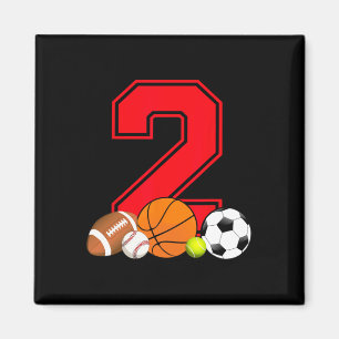 2 Jahre alter Basketball Fußball Baseball Fußball  Magnet