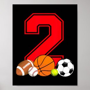 2 Jahre alter Basketball Fußball Baseball Fußball  Poster