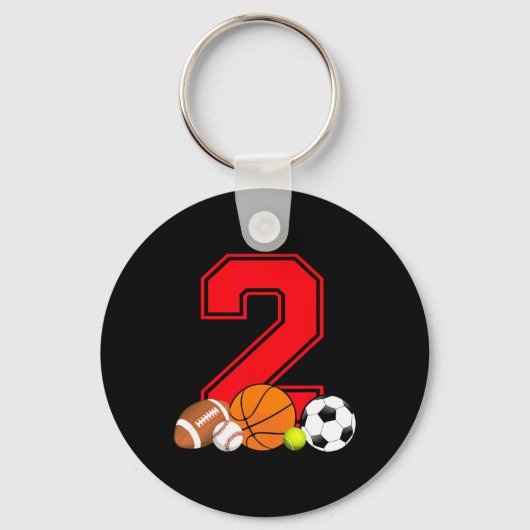 2 Jahre alter Basketball Fußball Baseball Fußball  Schlüsselanhänger (Vorderseite)