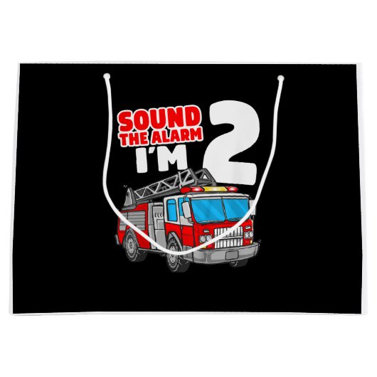 2 Jahre alter Feuerwehrmann 2. Geburtstag Große Geschenktüte (Vorderseite)