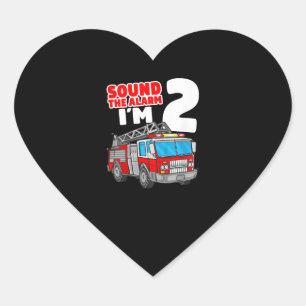 2 Jahre alter Feuerwehrmann 2. Geburtstag Herz-Aufkleber