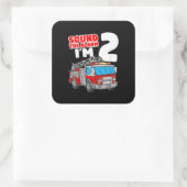 2 Jahre alter Feuerwehrmann 2. Geburtstag Quadratischer Aufkleber (Tasche)