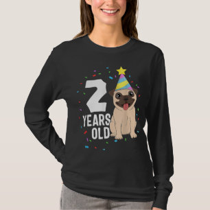 2 Jahre alter Geburtstag Mops Hund Lover Party 2. T-Shirt