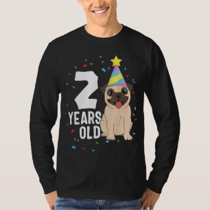 2 Jahre alter Geburtstag Mops Hund Lover Party 2. T-Shirt
