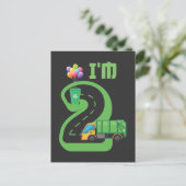 2 Jahre alter Müllwagen 2. Geburtstag Postkarte (Stehend Vorderseite)