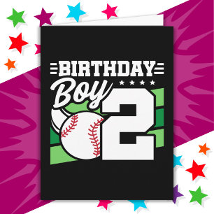 2 Jahre altes Baseball Party Thema 2. Geburtstag J Karte
