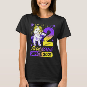 2 Jahre altes Blüten Einhorn 2. Geburtstagskarl Pa T-Shirt