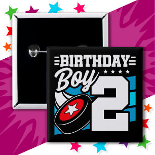 2 Jahre altes Hockey Party Thema 2. Geburtstag Jun Button