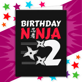 2 Jahre altes Ninja Party Sterne Kinder 2. Geburts Karte