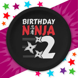 2 Jahre altes Ninja Party Sterne Kinder 2. Geburts Pappteller
