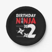 2 Jahre altes Ninja Party Sterne Kinder 2. Geburts Pappteller (Vorderseite)
