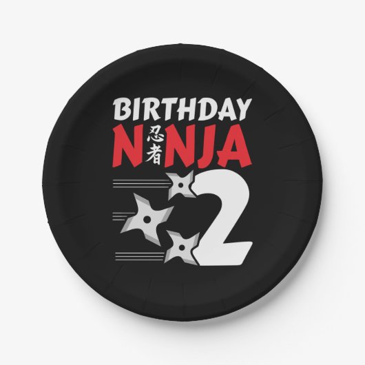2 Jahre altes Ninja Party Sterne Kinder 2. Geburts Pappteller (Vorderseite)
