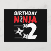 2 Jahre altes Ninja Party Sterne Kinder 2. Geburts Postkarte (Vorderseite)