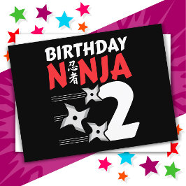 2 Jahre altes Ninja Party Sterne Kinder 2. Geburts Postkarte
