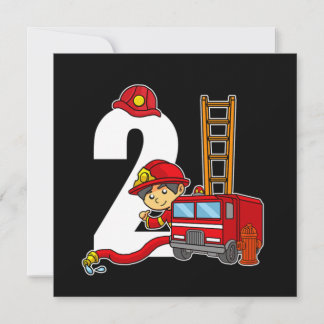 2 Jahre Feuerwehrmann Truck 2. Geburtstag Einladung