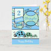 2 Jahre Jeglicher alter Ladvögel blau grün Karte (Gelbe Blume)