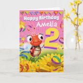 2 Jahre Kinderwunschkarte Kleine Ladybug Bereich Karte (Gelbe Blume)