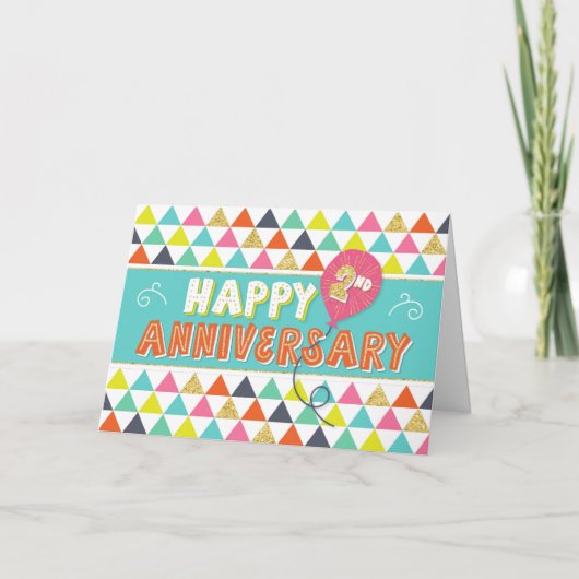 2 Jahre Mitarbeiterjubiläum - Farbiges Muster Karte (Vorderseite)