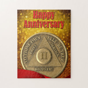 2 Jahre OM Coin Glitzer Happy Jubiläum Puzzle