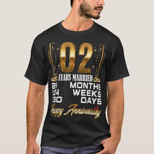 2 Jahre Verheirateter 2. Hochzeitstag T-Shirt (Vorderseite)