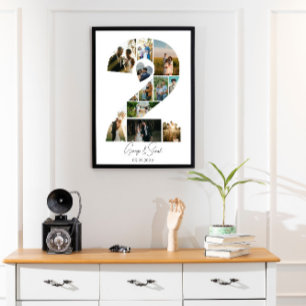 2 Jahre zusammen Foto Collage Hochzeit Jahrestag Poster