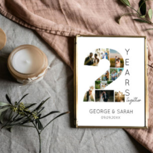 2 Jahre zusammen Foto Collage Hochzeit Jahrestag Poster