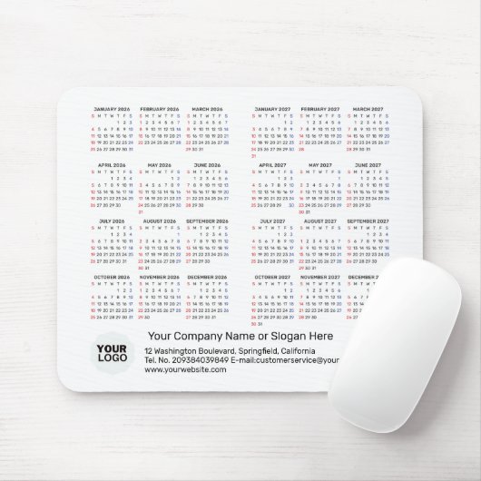 2-Jahres-Kalender 2026 - 2027 Firmengeschenk SONNT Mousepad (Mit Mouse)