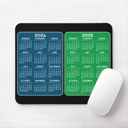 2-Jahres-Kalender - Jahresansicht grün blau Mousepad (Mit Mouse)